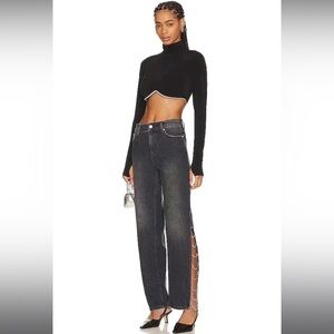 Alice + Olivia Gayle Baggy Jean in Maya Charcoal Black size 26, Sold out online